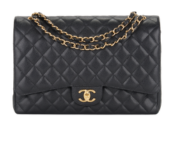 Maxi Classic Double Flap, Caviar, Black, 18874036, DB, 3*